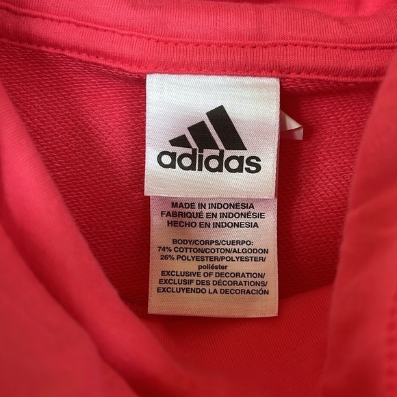 Brand New Adidas Girls Short Sleeve Sweatshirt 3 Stripes Pink Metallic Logo - Picture 5 of 12